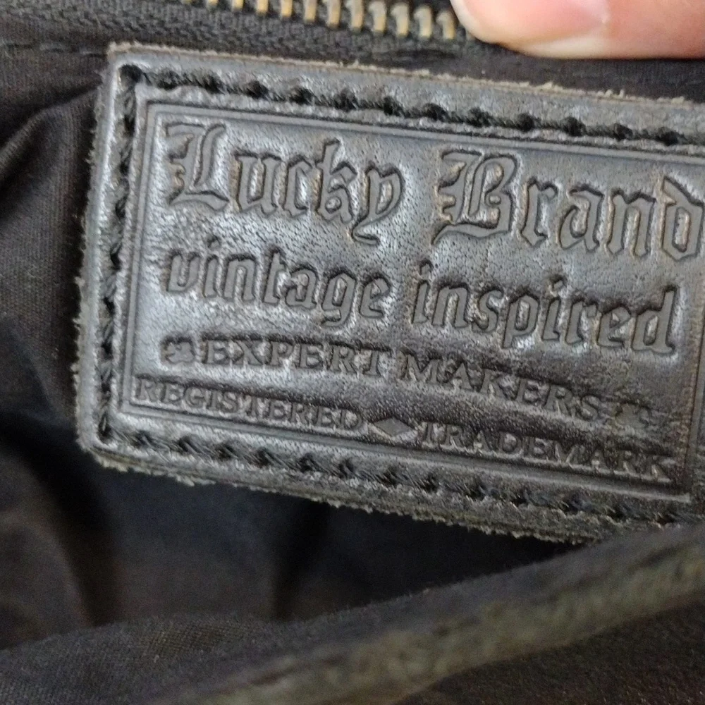 Lucky Brand Stash Black Lambskin Leather Fold Over Hobo Bag VTG Y2K Messenger - Picture 6 of 11